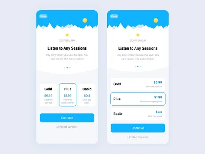 Subscription UI Design app ui plans price subscription ui design ux design