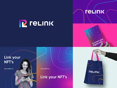 Relink brand identity app arrow branding business clever corporate crypto finance fintech futuristic l letter logo marketing nft r tech ui web web3
