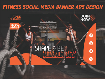 Fitness Banner Design for Social Media banner banner ad banner design brand creative design fitness banner fitness deisgn graphic design gym banner design logo design minimalist logo