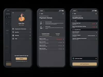 Menu Items app app design apple branding button dark app dark mode dark ui flyout ios list material menu mobile design mobile ui payment toast ui ux visual design