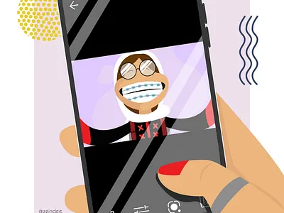 Braces arab braces brand identity character design design embroidery glasses hijab kid muslims phone smile tap woman young