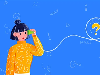 String Telephone Girl 2d art blue color colorful creative art creativity cups double shot girls happy help illustration pattern question mark string phone telephone textured illustration vector art yellow