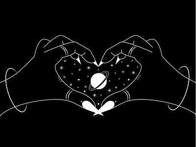 Space love. coverart hands illustration illustrator jewlery linart linework love minimalistic monoline mystic planets stars universe vector witchcraft witchy