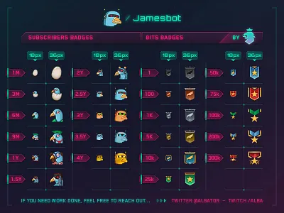 Jamesbot subs & bits badges assets badges bits channel subs twitch