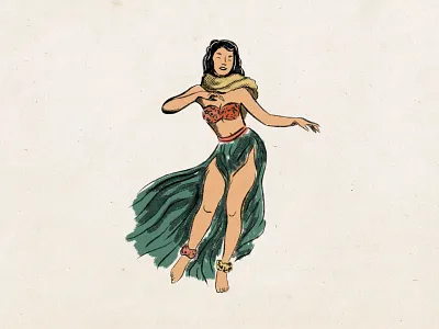 Pineapple Princess hula girl illustration matchbox polynesian tiki