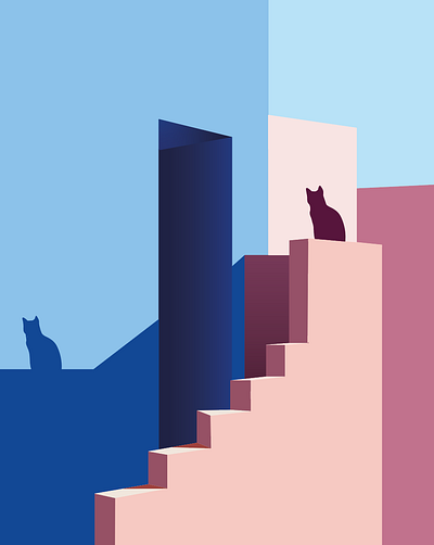 shadow art cat design illustration shadow stairs