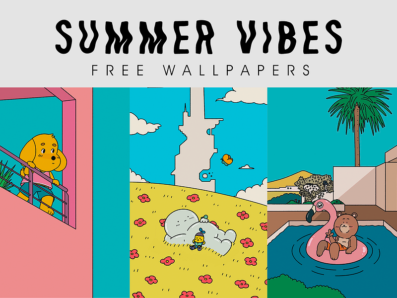 SUMMER VIBES free wallpapers art cartoon design draw illustration iphone kawaii minimal nature summer wallpaper
