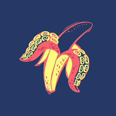 That's bananas banana digital illustration illustration octopus procreate tenctacle
