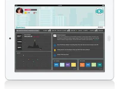 Kapitall iPad Dashboard Design Mockup app dashboad design fintech ui uidesign uiux ux vector web