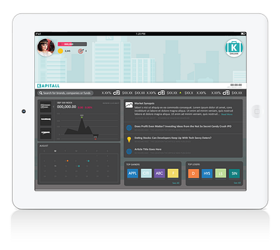 Kapitall iPad Dashboard Design Mockup app dashboad design fintech ui uidesign uiux ux vector web
