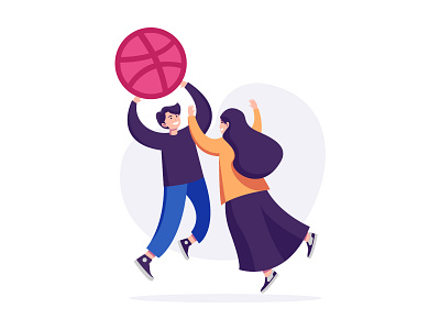 Hello Dribbble ! art character couple debut debut shot design flat flat illustration flatdesign human illustration people vector vector illustration