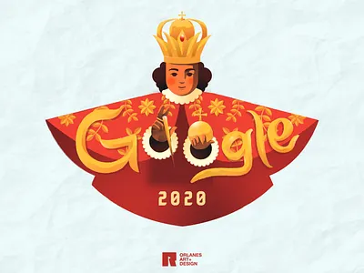Sinulog 2020 festival google doogle illustraion pit senyor sinulog typogaphy vector
