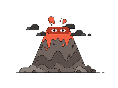 Explosive character design cute erupt nature simple volcano