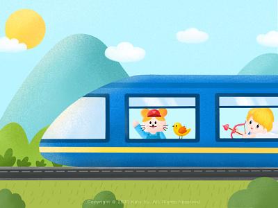 The train to spring animation cartoon cupid design happy happy new year illustration illustrator ipad love newyear procreate spring train