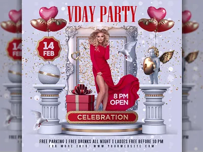 Valentine Flyer Template celebration love love flyer party poster valentine flyer valentines day valentines flyer vals day party