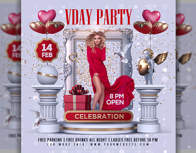 Valentine Flyer Template celebration love love flyer party poster valentine flyer valentines day valentines flyer vals day party