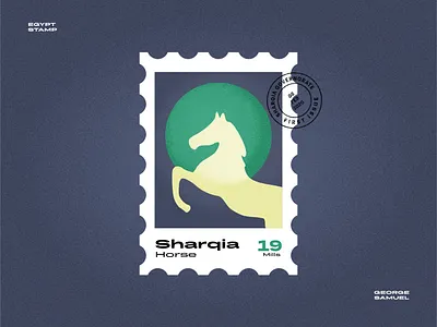Sharqia Stamp illustration ancient egptians ash sharqia flat illustration george samuel horse illustration jump landmark animation noise pharaoh postage stamp stamp ui