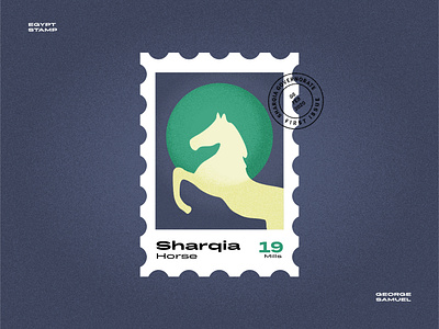 Sharqia Stamp illustration ancient egptians ash sharqia flat illustration george samuel horse illustration jump landmark animation noise pharaoh postage stamp stamp ui