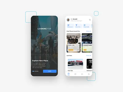 Looking For App - Mobile UI Design android app around blue design explore illustration ios app location looking map mobile app mobile ui place ui ui design uiux ux