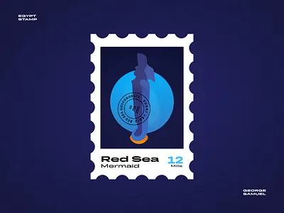 Red Sea Stamp illustration ancient egptians flat illustration george samuel hurgada illustration landmark animation mermaid minimal noise pharaoh postage stamp red sea sea sharm el sheikh stamp