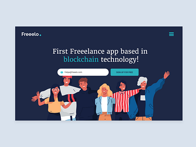 Freeelo Website app blockchain blue buscador freelance freelance design freelancers friends happy illustration inspiraton job job board new new technology payments tech trabajo trabajosihay