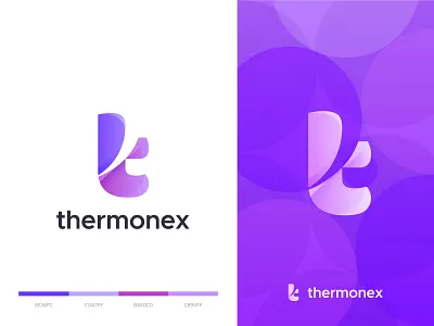 thermonex - logo design app brand branding colorful company logo icon letter letter t logo logodesign logomark modern overlay purple symbol t logo tech technology thermonex vector