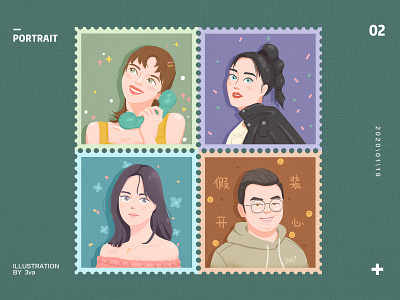 portraits asian character character design girl graphic happy illustration portrait smile vintage