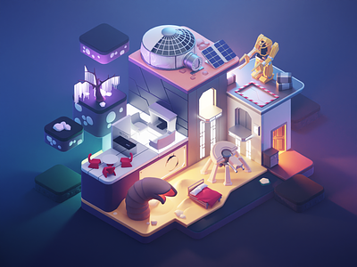 Sci-fi Movies 3d abstract blender diorama illustration isometric lowpoly mashup movies render scifi