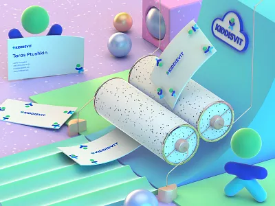 KIDDISVIT business card 3d brand character brand design brand identity branding business card children cinema4d illustraion kids toys