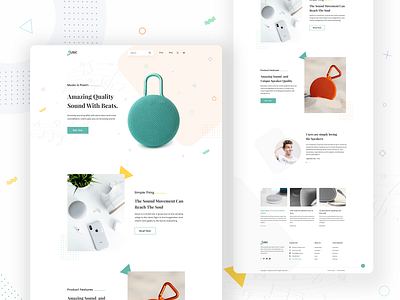 Music Landing Page branding clean clean ui headphone home page landing page minimal music musician song sound box speaker stylish ui ux web web design website website design white