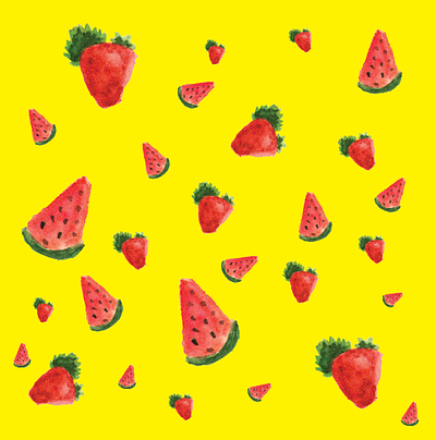 Vectorize Watercolor Fruit adobe illustrator coloring cute fruit illustration red strawberry vector watercolor watermelon