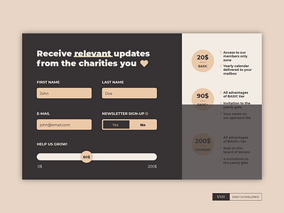 Sign-up & donation form charity dailyui donation form ngo sing up