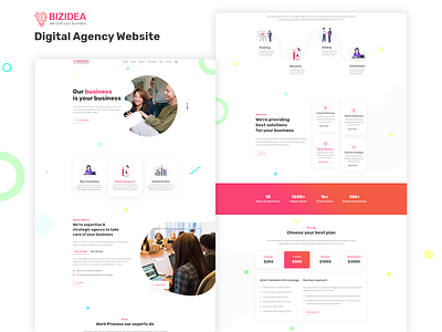 BIZIDEA | Business Agency Website agency website behance bizidea bizui bizwebsite busienss website clean creative clean ui colourful design agency gradient colour gradient design illustration modernui sahnewaj sahsojib trendyui uidesign uiux website