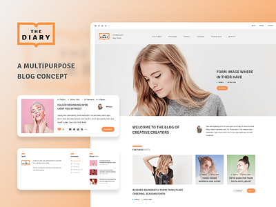 The Diary - Multipurpose Blog Concept blog blog design creative photoshop psd psd template template template design web design website