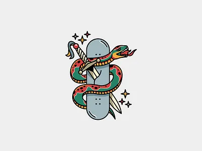 BOARD STABBER art artsy branding design icon illustration knive logo skate skateboard snake stabb vector