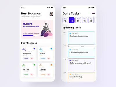 Tasker - Todo App Uplabs Challenge Freebie daily tasks free download freebie ios app ios app design iphone x minimal design mobile app ui modern design project management task management task manager tasks to do app todo app todo list uitrends user experience user interface ux design