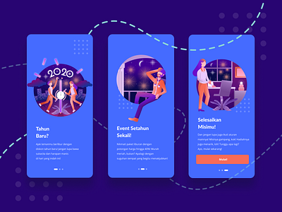 New-Year-Themed Trip Apps application apps debut design firstshot illustration newyear onboarding ui vacation