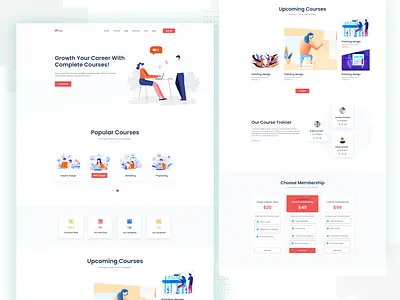 Online Course Landing page agency apps branding creative design illustration landing page logo logo text marketing site online course online shopping text effect type typography uidesign uiux ux vector web