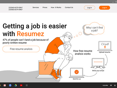 Website for creating your resume design flat illustration illustrator minimal ui ux vector web website