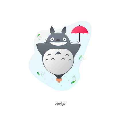 Flat Art Totoro illustration animation design flat illustration illustrator logo minimal vector