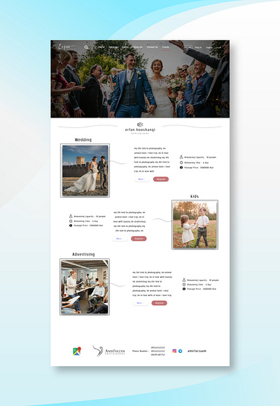 Photography Website adobe xd branding design dribbble iran persian persiandesigner photography photoshop typography ui ux website