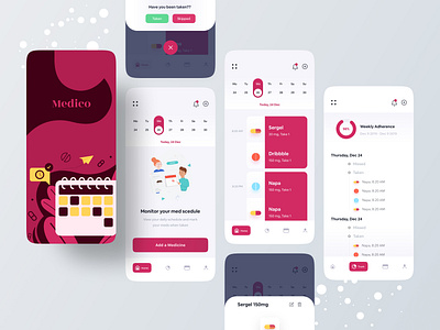 Medicine Reminder App app concept app design app designer best designer colorful app component design inspiration illustraion medical medicine minimal mobile application mufidul islam tapadar pattern productdesign reminder trend 2020 typography uidesign uxdesign