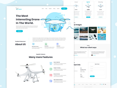 Drone Landing Page Design clean landing page design drone ecommerce homepage landing page design minimal ui design ux design visual design website