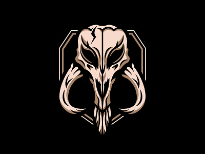 Mythosaur skull badge illustration logo mandalorian mythosaur skull star wars