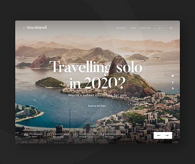 Landing page concept for travel design homepage landing page redesigned times travel travel typography ui ux website website concept