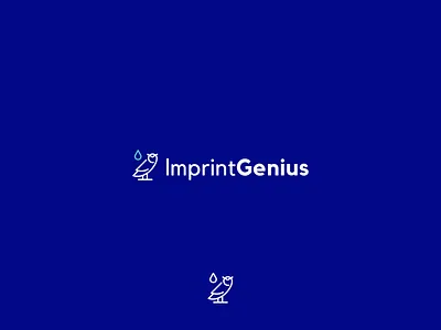 Imprint Genius Logo - Unused agrib bird blue logo brand branding clean logo genius imprint ink drop line logo logo logo exploration owl owl logo perched print print logo printing printing logo unused logo