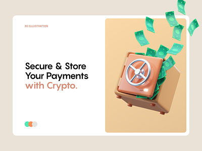 Secure & Store with Crypto 3d 3d icon 3d illustration 3d render bank c4d cinema4d crypto design finance icons illustration money payments render safe ui