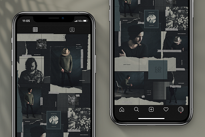 Seamless Dark Instagram Puzzle collage dark dark theme diy grid instagram instagram post instagram post template instagram posts template instagram puzzle instagram puzzle template instagram template post puzzle texture torn paper