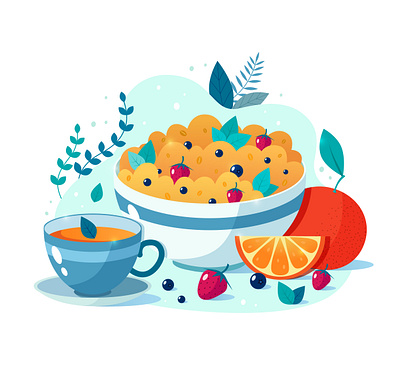 Breakfast adobe illustrator breakfast cereal design graphic healthy food healthyfood illustration oats tea vector vectorart