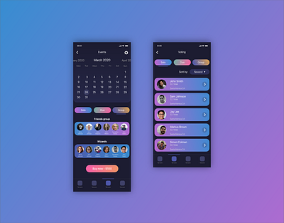 Colofrful app with gradients app app design colorful gradient gradient color purple